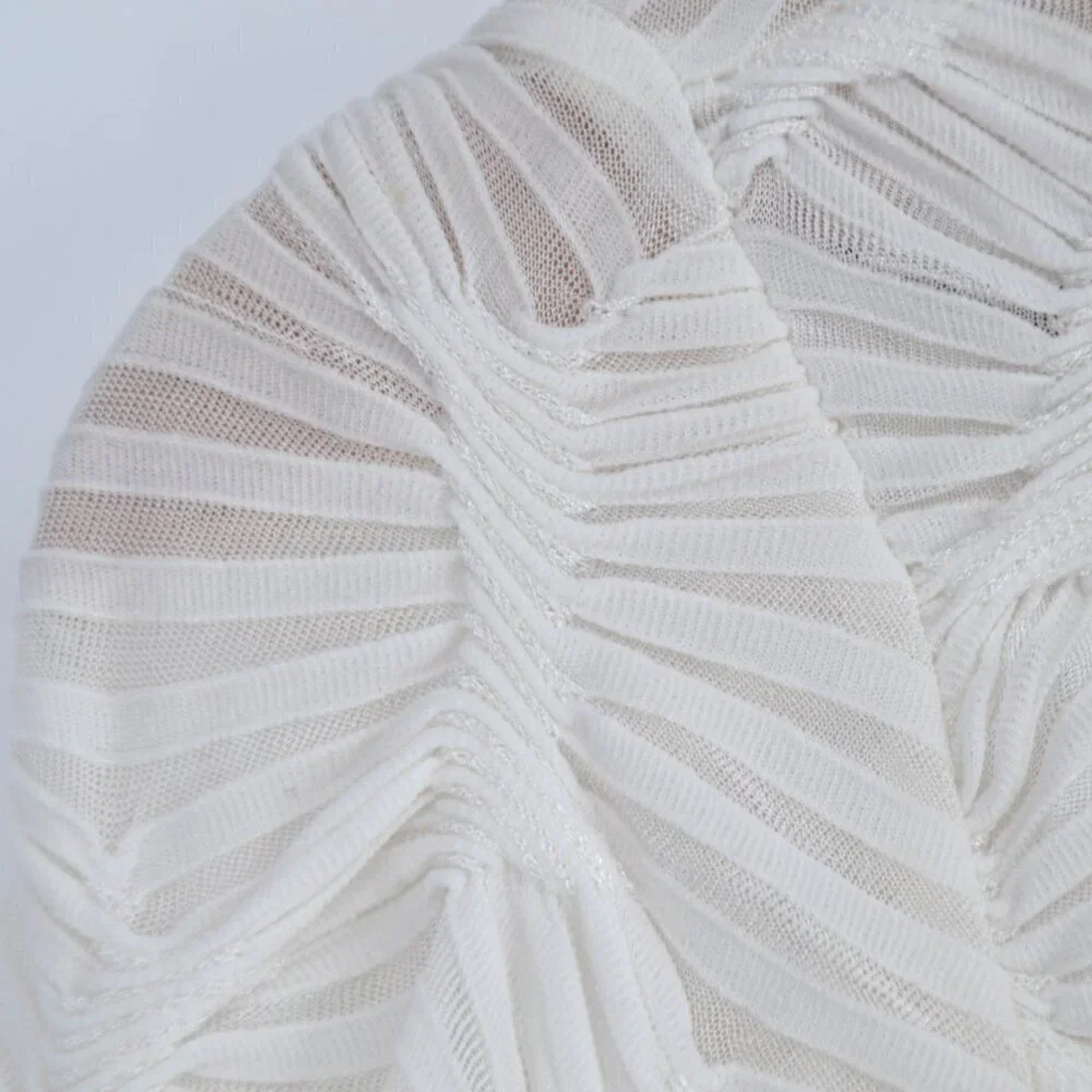 Anthropologie Maeve Talia Long Sleeve Mock Neck Textured Top in Ivory Women's S